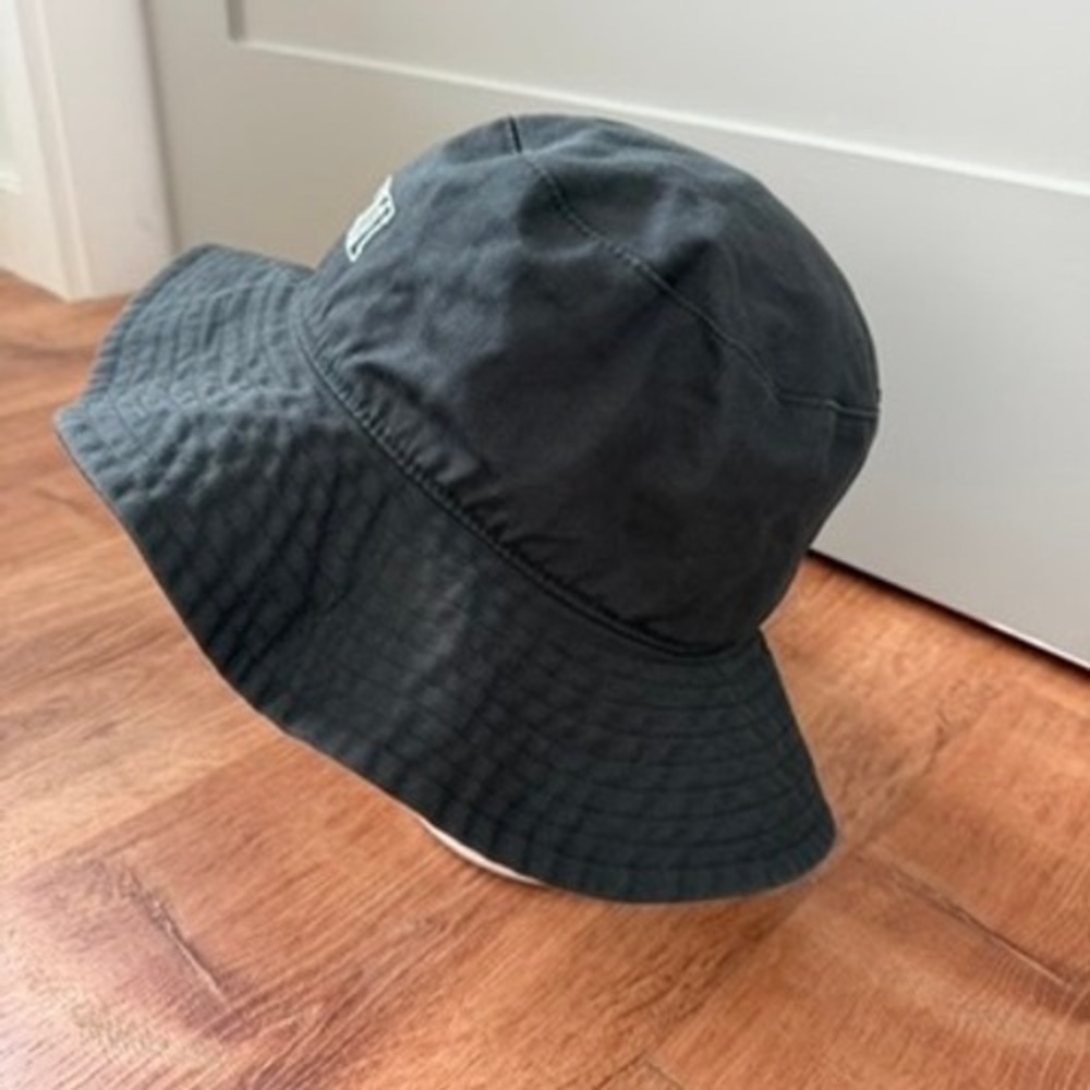 Ganni Bucket Hat Women M/L Black Embroidered Logo‎ Cotton Twill Outdoor Beach - Picture 7 of 10